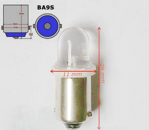 Blue LED bulb Ba9s 24 Vac dc